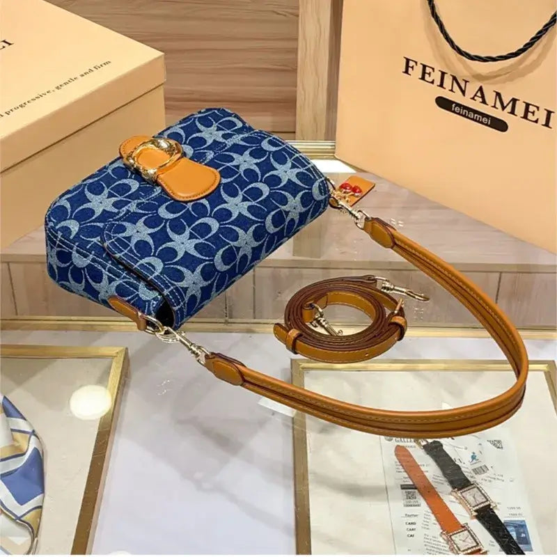 Ladies' armpit bag, light luxury retro denim canvas bag, fashionable 2025 new commuting high-end single shoulder crossbody bag