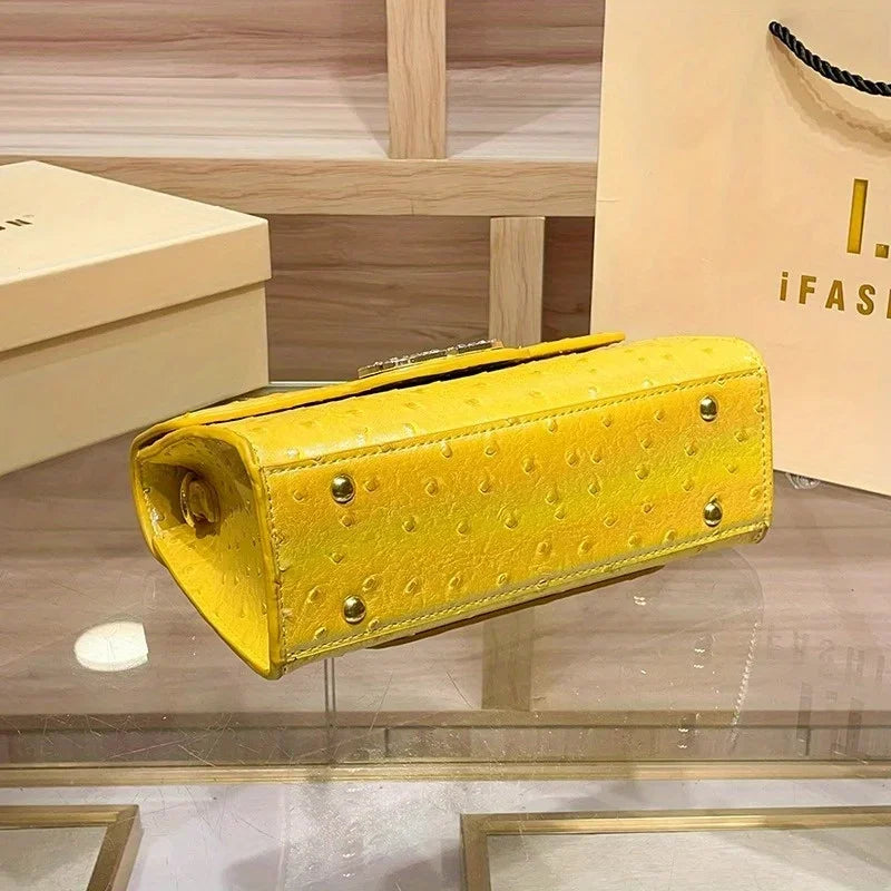 New ostrich pattern underarm handbag for ladies, light luxury diamond-encrusted, elegant single-shoulder crossbody bag