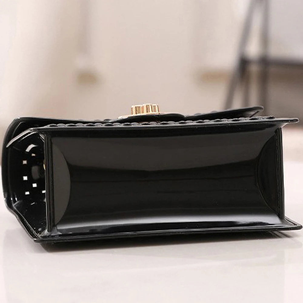 Trendy Red Jelly Shoulder Bag - Mini Fried Dough Twists Pattern Cute Handheld Purse with Metal Chain Strap for Women