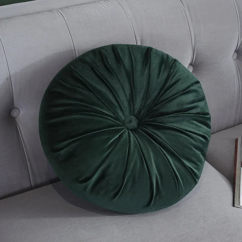 35cm Fleece Dutch Velvet Pleated Round Seat Cushion Pillow Pouf Throw Sofa Home Decor Cojines Redondo Coussin