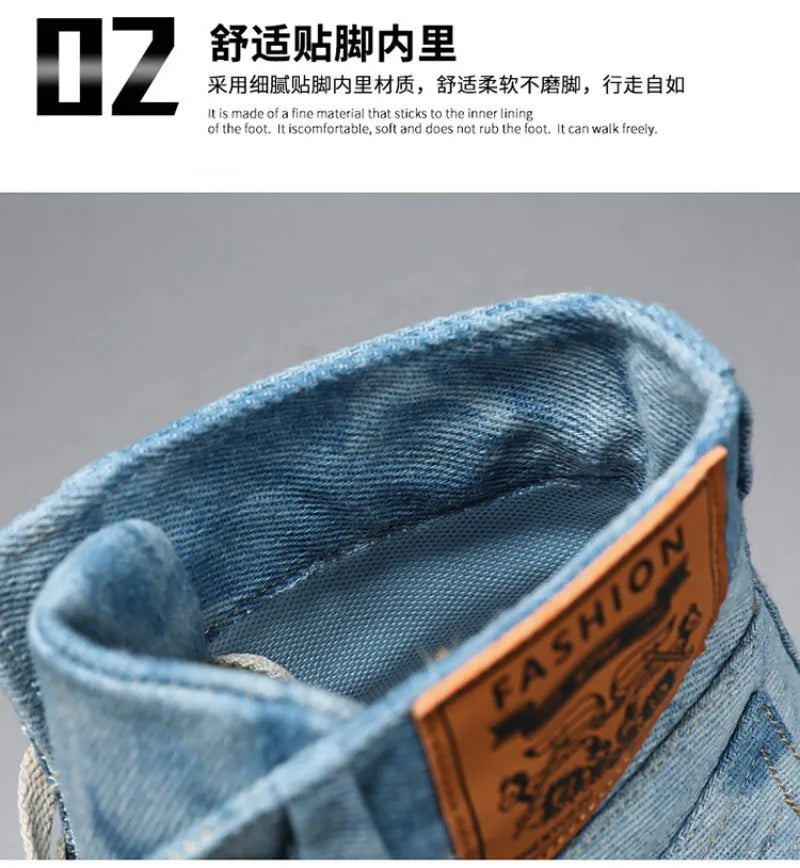 Spring High Top Mens Shoes 2025 Fashion Canvas Sneakers Plus Size Versatile Casual Shoes for Men New British Style Tooling Boots