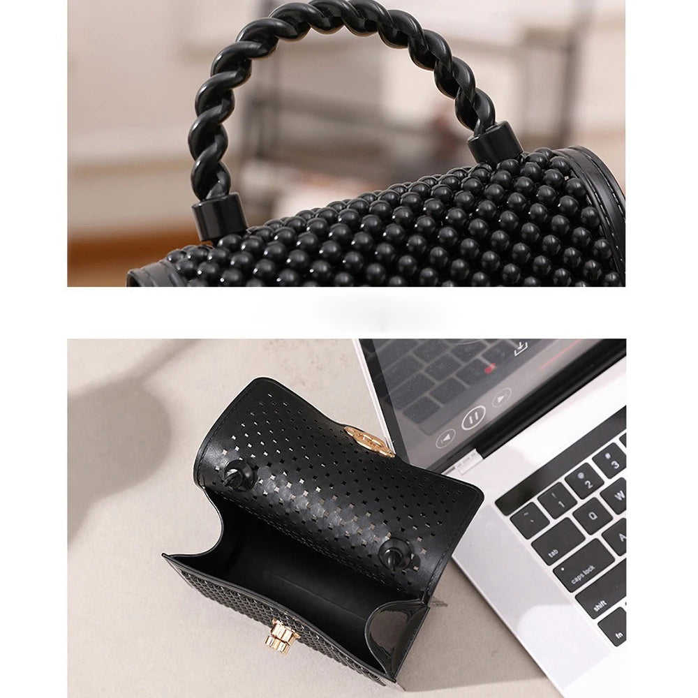 Trendy Red Jelly Shoulder Bag - Mini Fried Dough Twists Pattern Cute Handheld Purse with Metal Chain Strap for Women