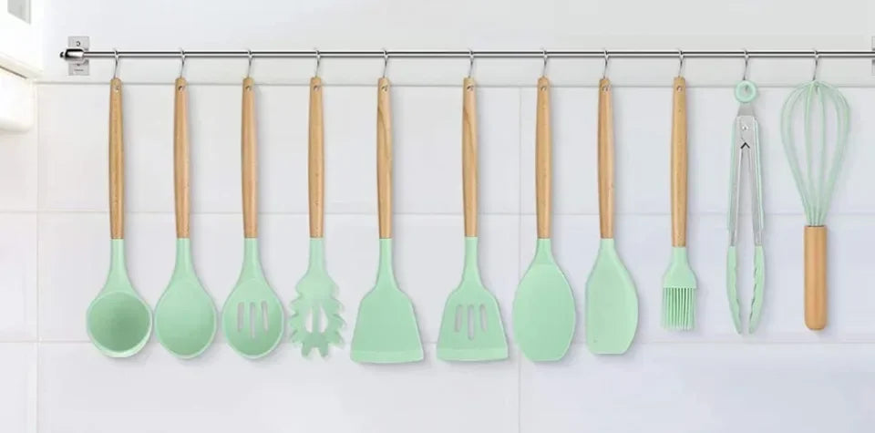 Carote Cookware Set Wooden Handle Kitchenware Silicone Kitchenware Flexible Convenient Storage Safe and Odorless Kitchenware Set