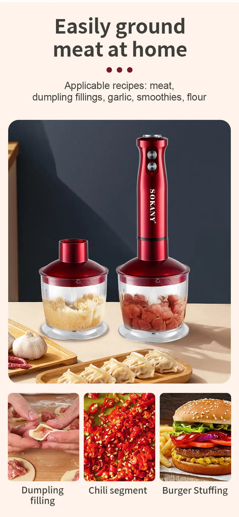 Electric Immersion Blender Hand Blender with Whisk 5 in 1 600W,304 Stainless Steel Ice Crush Blade with Whisk, Milk Frother