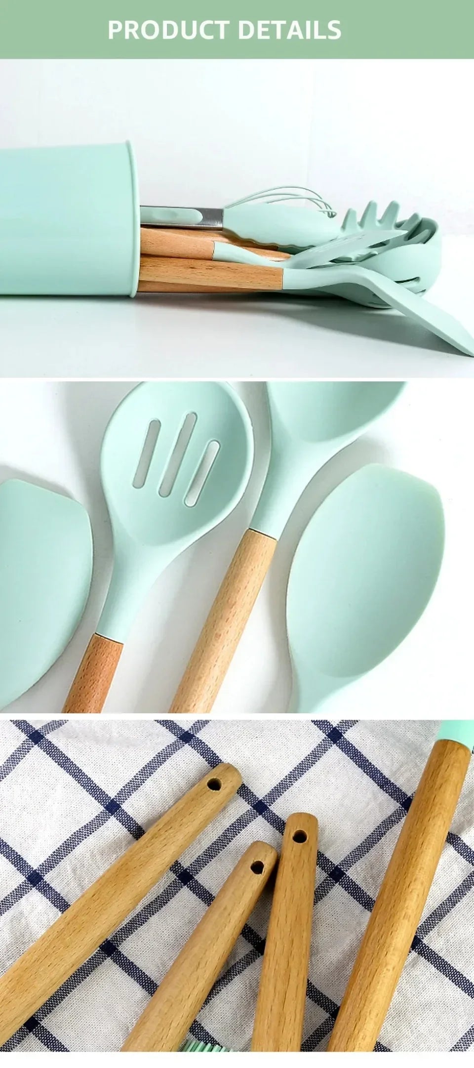 Carote Cookware Set Wooden Handle Kitchenware Silicone Kitchenware Flexible Convenient Storage Safe and Odorless Kitchenware Set