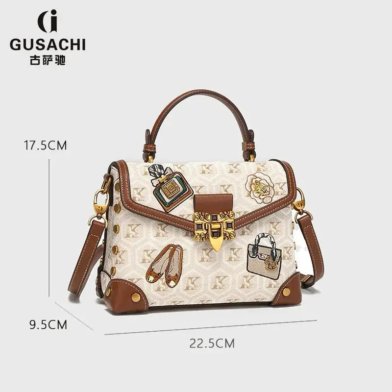 Designer handbag retro small square bag women's 2025 new autumn and winter high-end printed shoulder crossbody bag