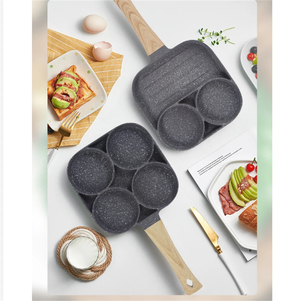 2/4-Hole Frying Pot Pan Thickened Omelet Pan Non-stick Egg Pancake Steak Pan Cooking Egg Ham Pans Breakfast Maker Cookware Pan