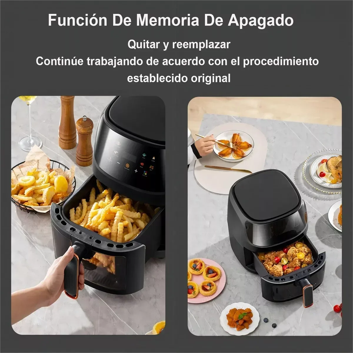 LCD screen Tactil Regulación Air Fryer 8L Large capacity Smart nonstick pot oil free fryer oven French fries roast chicken fryer