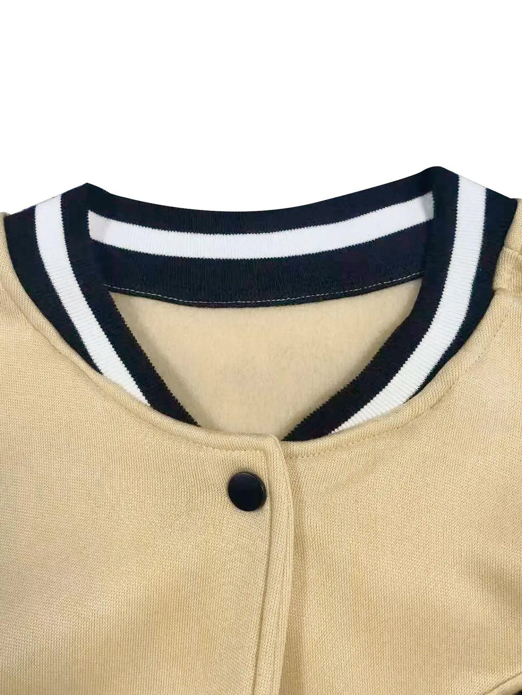 Plus Colorblock Letter Print Button Front Drop Shoulder Midi Varsity Jacket, Casual Contrast Binding Long Sleeve Baseball Collar