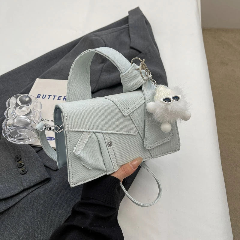 Luxury Designer Jeans Bag Women Denim Crossbody Bags For Women 2024 New Small Square Handbag Knotted Handle Tote Clutch Bag