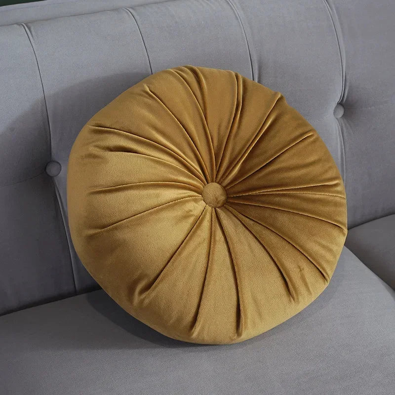 35cm Fleece Dutch Velvet Pleated Round Seat Cushion Pillow Pouf Throw Sofa Home Decor Cojines Redondo Coussin