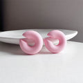 1 Pair Simple Round Circle Clip Earrings For Women C Shape Acrylic Red Blue Black Pink No Pierced Cartilage Lightweight Ear Cuff