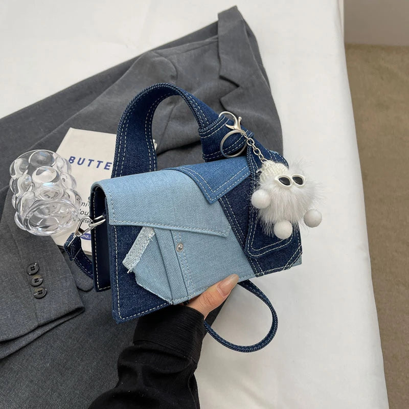Luxury Designer Jeans Bag Women Denim Crossbody Bags For Women 2024 New Small Square Handbag Knotted Handle Tote Clutch Bag