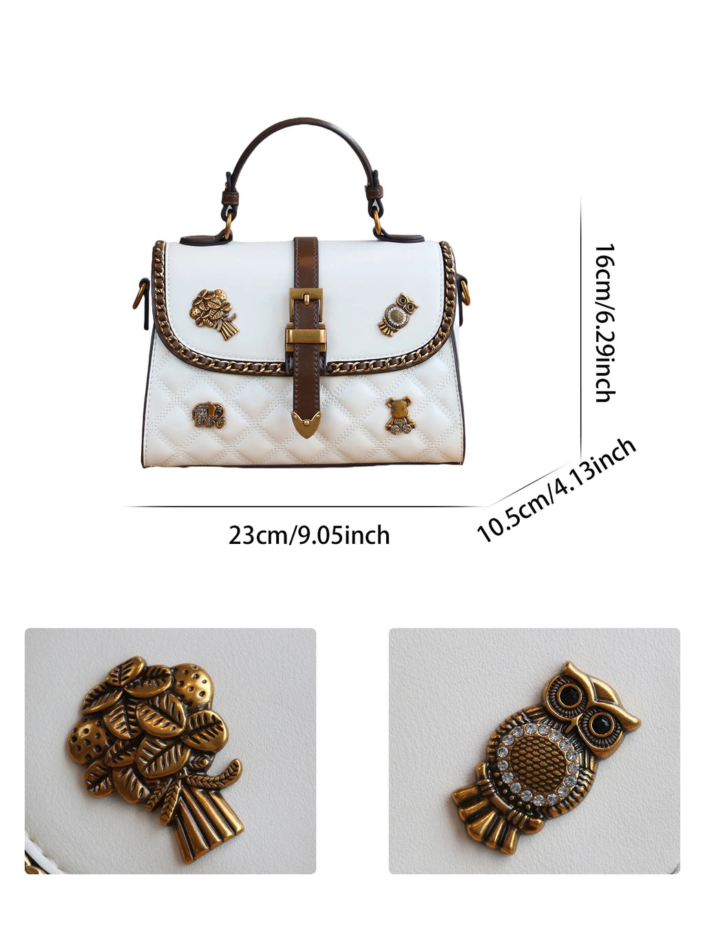 2025 new luxury fashion diamond embroidered chain handbag niche design badge decoration shoulder messenger bag commuter Joker la