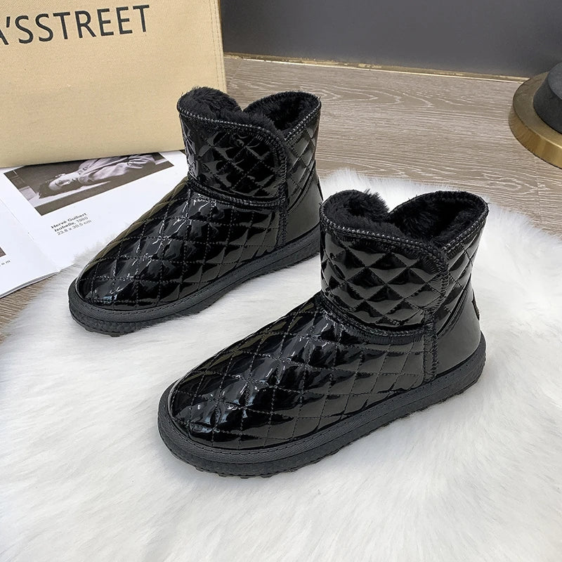 Fur-coated Snow Boots for Women, 2025 New Style, Waterproof and Warm, Cotton Shoes for Winter, Thick and Padded Short Boots