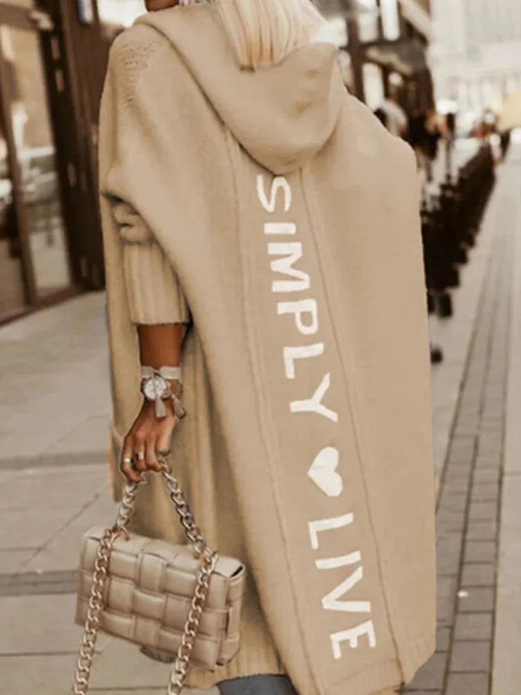 Women Sweater Hooded Long Sleeve Letter Printing Casual Spring Autumn Pocket Loose Ladies Cardigan Streetwear Dropshipping
