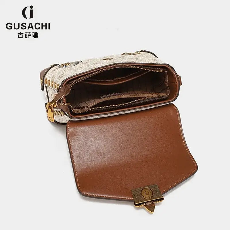 Designer handbag retro small square bag women's 2025 new autumn and winter high-end printed shoulder crossbody bag