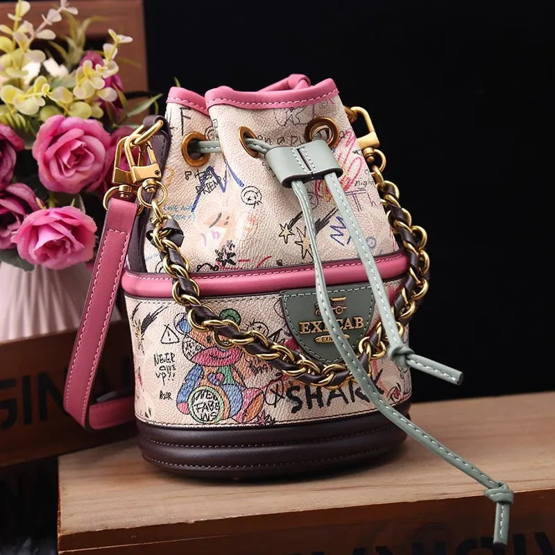 Graffiti Woman Shoulder Bags Large Capacity Female Bucket Bag High Quality Crossbody Bags for Women Luxury Ladies Handbags