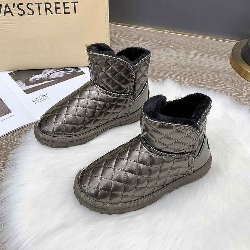 Fur-coated Snow Boots for Women, 2025 New Style, Waterproof and Warm, Cotton Shoes for Winter, Thick and Padded Short Boots
