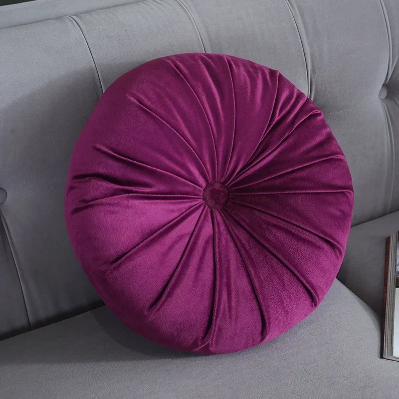 35cm Fleece Dutch Velvet Pleated Round Seat Cushion Pillow Pouf Throw Sofa Home Decor Cojines Redondo Coussin