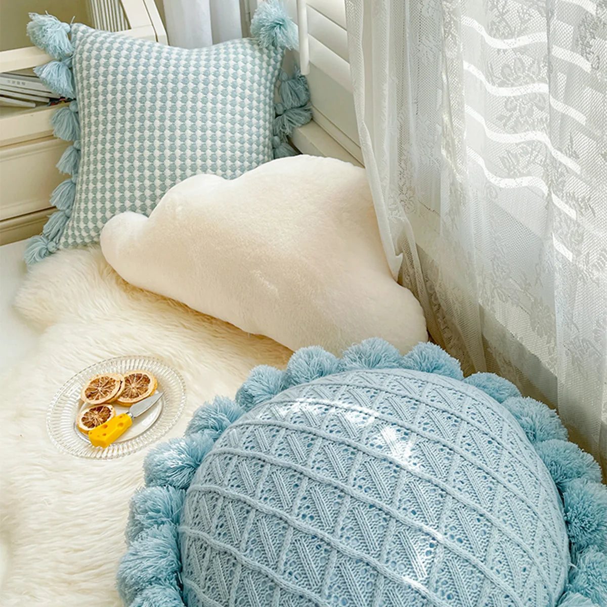 1pc Cute Cloud Pillows Clouds Shaped Throw Pillows, Singular Shape Design White Cloud Throw Pillow Decorative, For Living