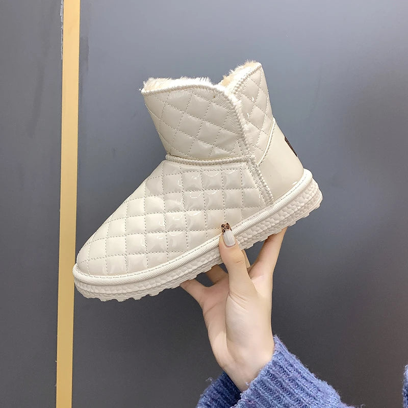 Fur-coated Snow Boots for Women, 2025 New Style, Waterproof and Warm, Cotton Shoes for Winter, Thick and Padded Short Boots