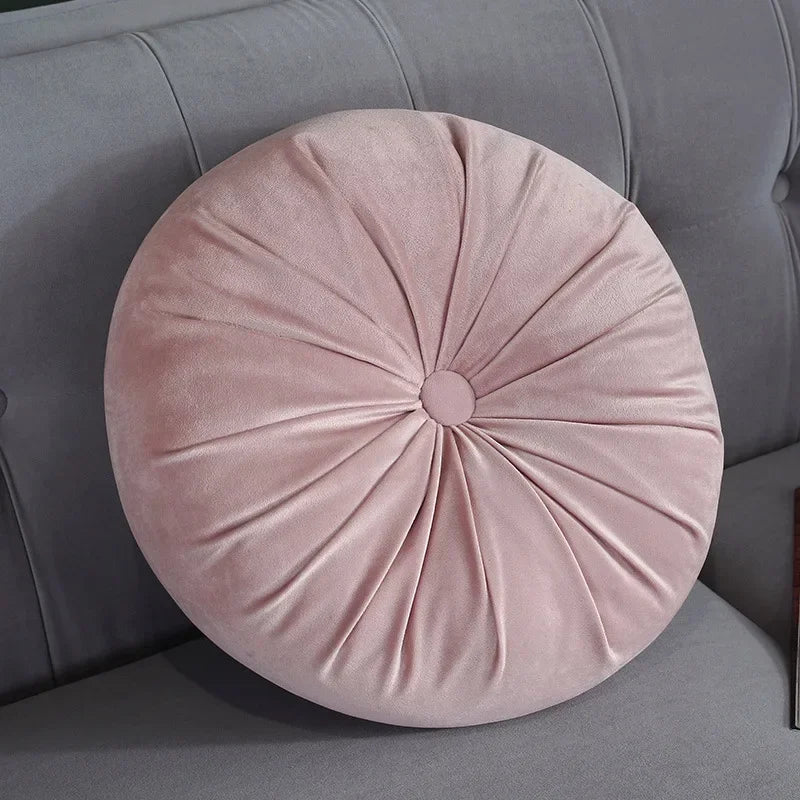 35cm Fleece Dutch Velvet Pleated Round Seat Cushion Pillow Pouf Throw Sofa Home Decor Cojines Redondo Coussin