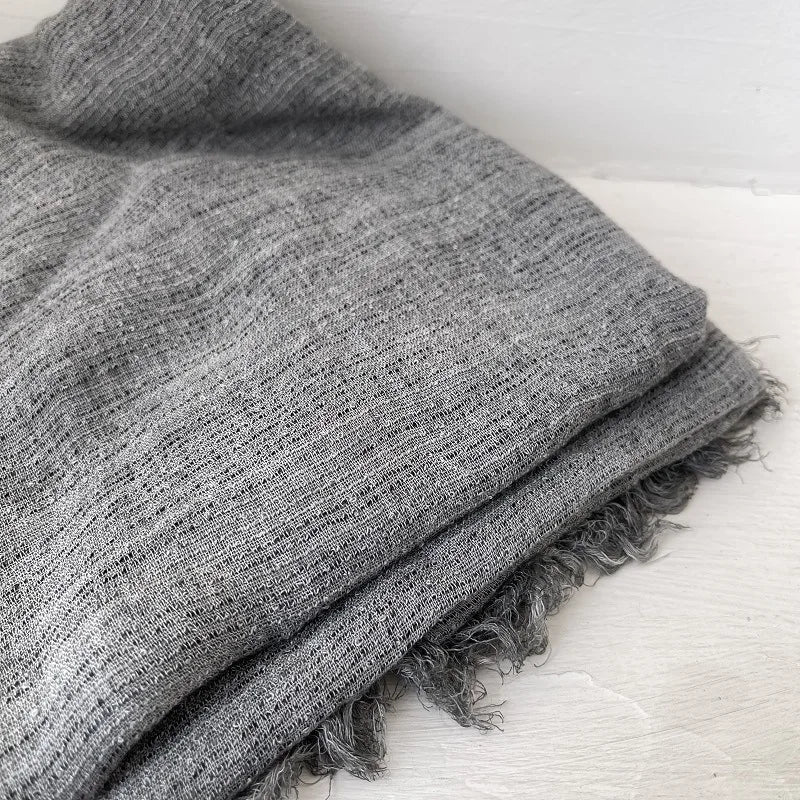 Scarf Women's Autumn Literary and Artistic Fresh and Versatile Contrasting Color Striped Texture Same Cotton Linen Thin Shawl