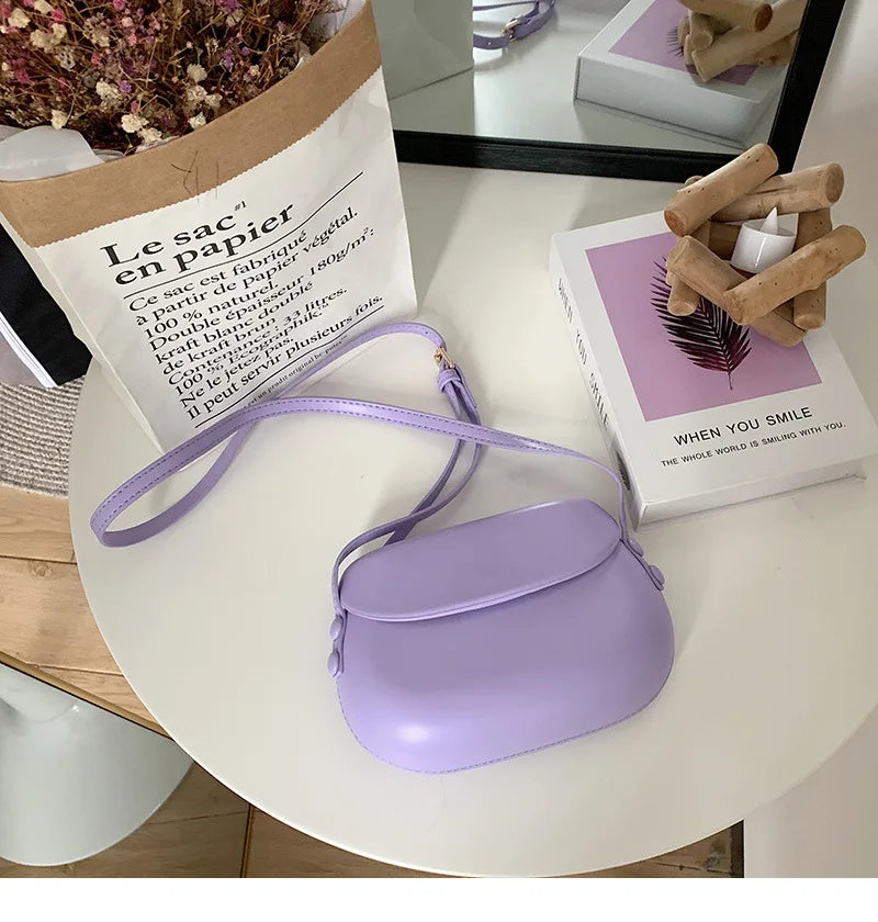 Candy Color Women Saddle Shoulder Bag Portable Female Clutch Purse Handbags Crossbody Bag Fashion Ladies Small Messenger Bags