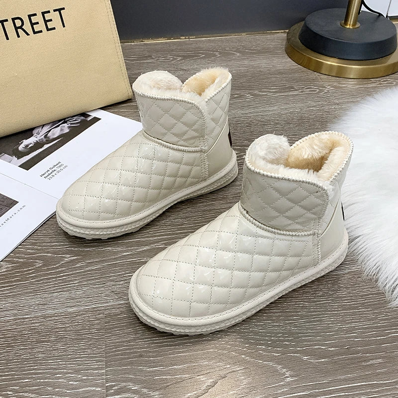 Fur-coated Snow Boots for Women, 2025 New Style, Waterproof and Warm, Cotton Shoes for Winter, Thick and Padded Short Boots