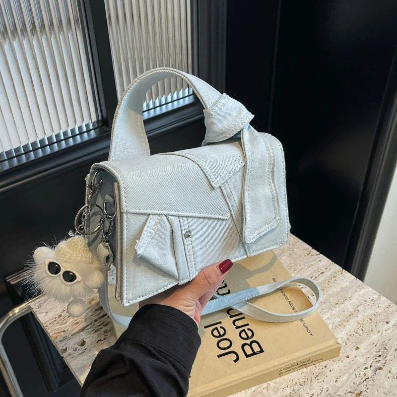 Luxury Designer Jeans Bag Women Denim Crossbody Bags For Women 2024 New Small Square Handbag Knotted Handle Tote Clutch Bag