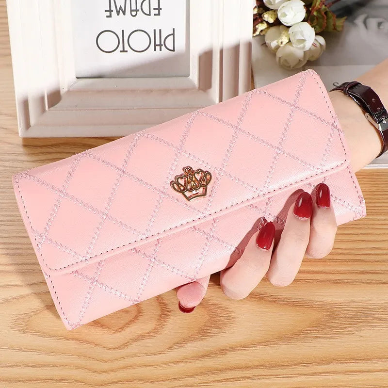 Wallets For Women Cute Pink Pocket Womens Wallets Purses Plaid Pu Leather Long Wallet Hasp Phone Bag Money Coin Pocket Bag