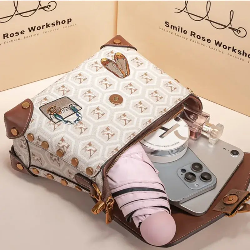 Designer handbag retro small square bag women's 2025 new autumn and winter high-end printed shoulder crossbody bag