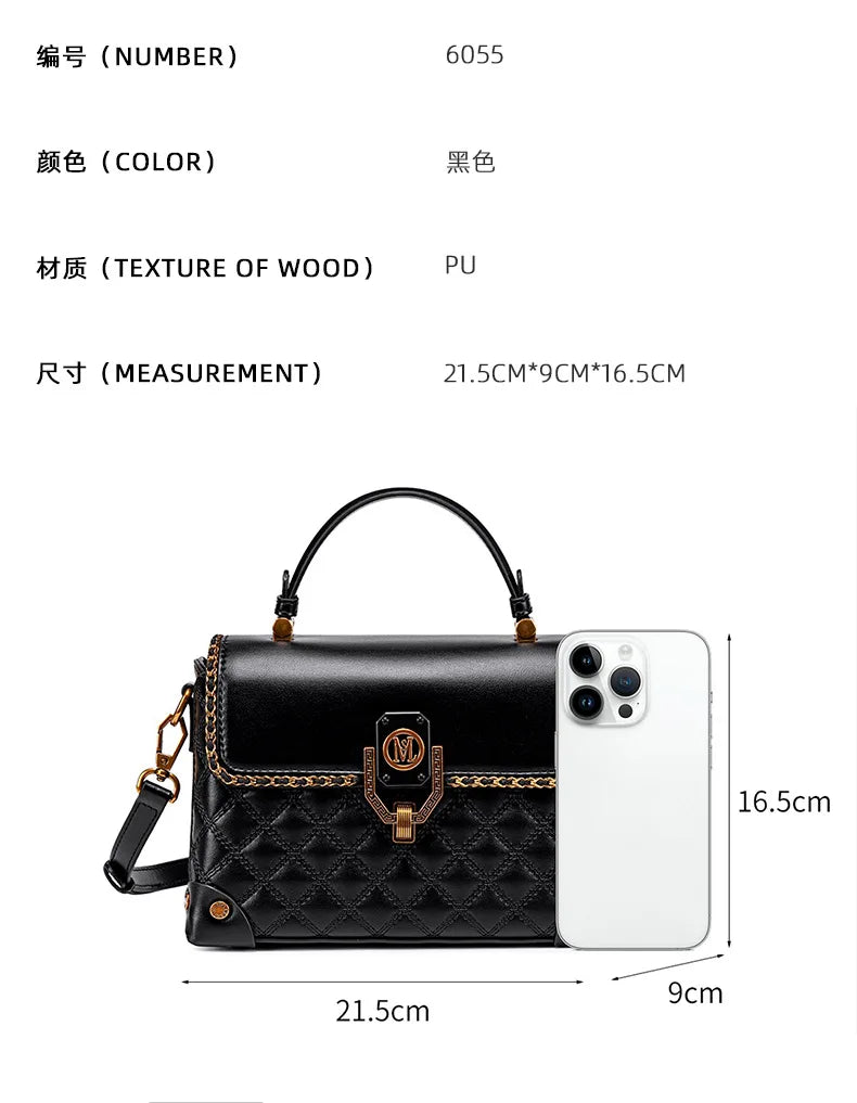 Luxury Brand Ladies Tote Bag In Genuine Leather - Women's Classic Crossbody Shoulder Bag Handbags Elegant