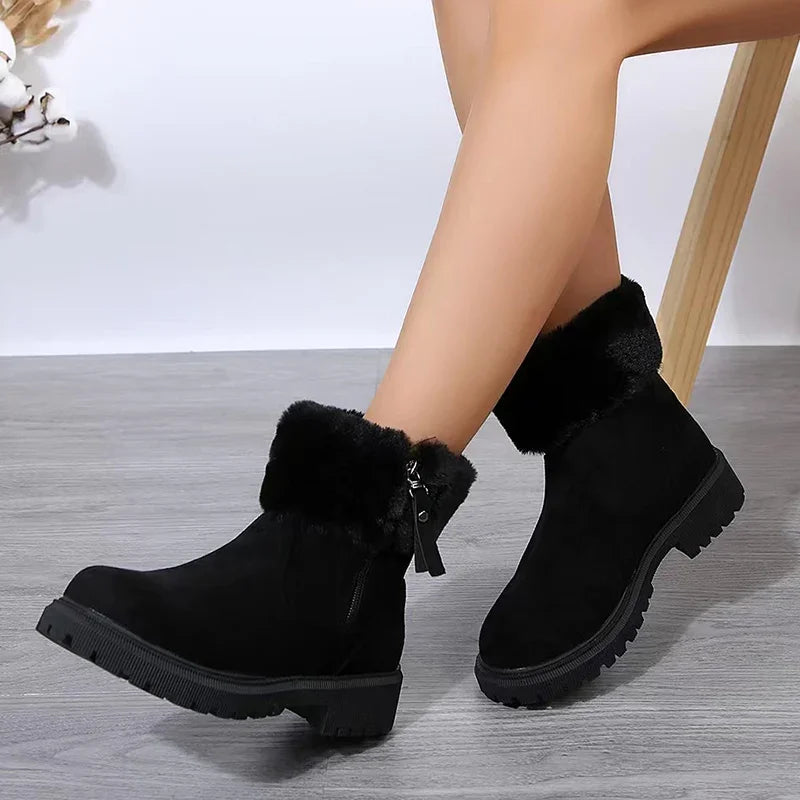 2024 Furry Faux Fur Snow Boots for Women Anti-Slip Platform Winter Boots Woman Keep Warm Plush Ankle Booties Mujer 43