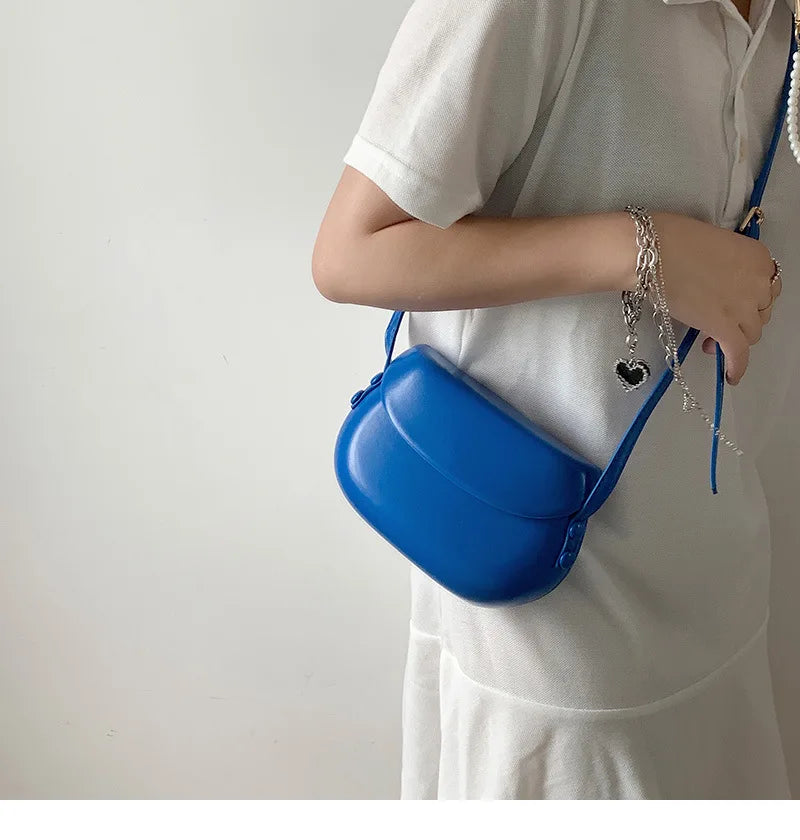 Candy Color Women Saddle Shoulder Bag Portable Female Clutch Purse Handbags Crossbody Bag Fashion Ladies Small Messenger Bags