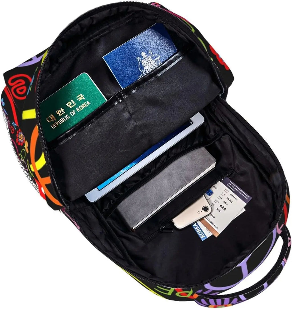 Hippie Peace Mushroom And Floral Stylish Casual Backpack Purse For  Backpacks With Multiple Pockets Computer Daypack For Work