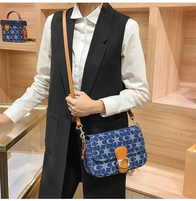 Ladies' armpit bag, light luxury retro denim canvas bag, fashionable 2025 new commuting high-end single shoulder crossbody bag