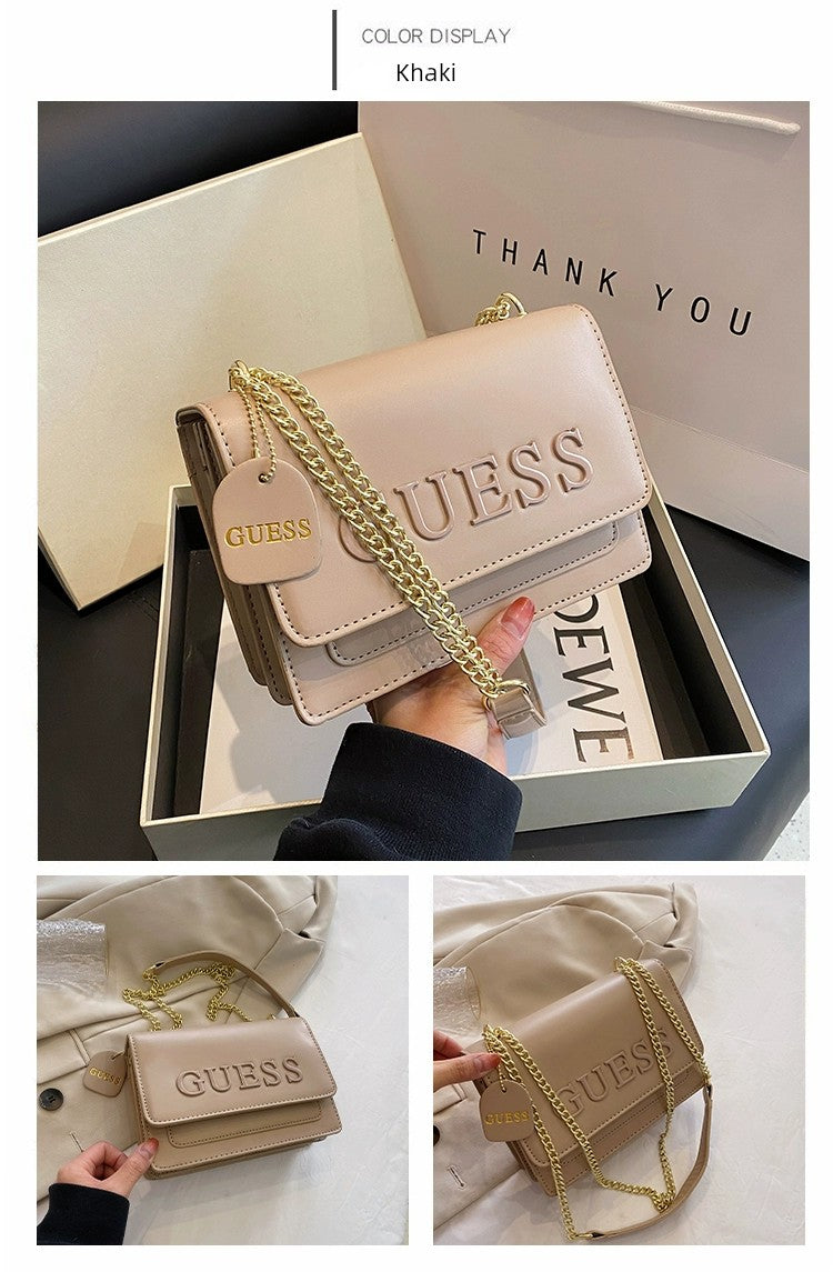 Western Style Trendy Fashion Super Hot Chain Alphabet Small Square Bag