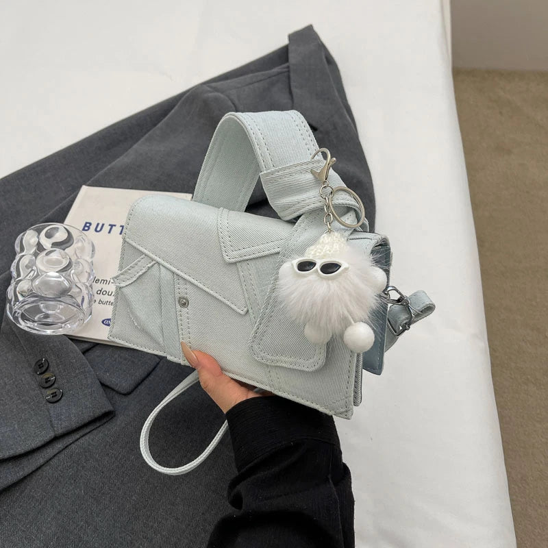 Luxury Designer Jeans Bag Women Denim Crossbody Bags For Women 2024 New Small Square Handbag Knotted Handle Tote Clutch Bag