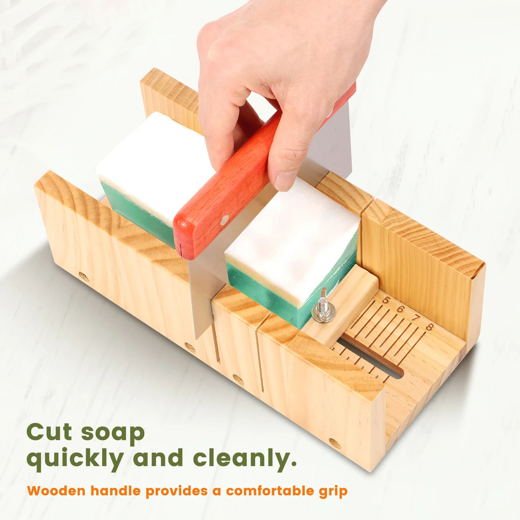 Soap Making Tools DIY Handmade Soap Making Kit Wooden Silicone Soap Rectangular Mold Stainless Steel Straight Cutter Wavy Cutter