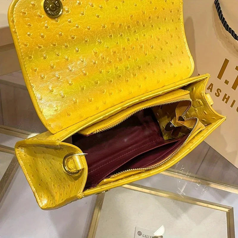 New ostrich pattern underarm handbag for ladies, light luxury diamond-encrusted, elegant single-shoulder crossbody bag