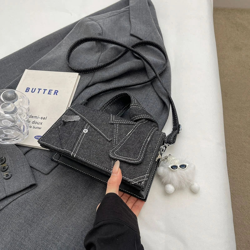 Luxury Designer Jeans Bag Women Denim Crossbody Bags For Women 2024 New Small Square Handbag Knotted Handle Tote Clutch Bag