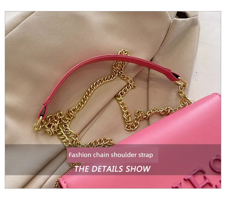 Western Style Trendy Fashion Super Hot Chain Alphabet Small Square Bag