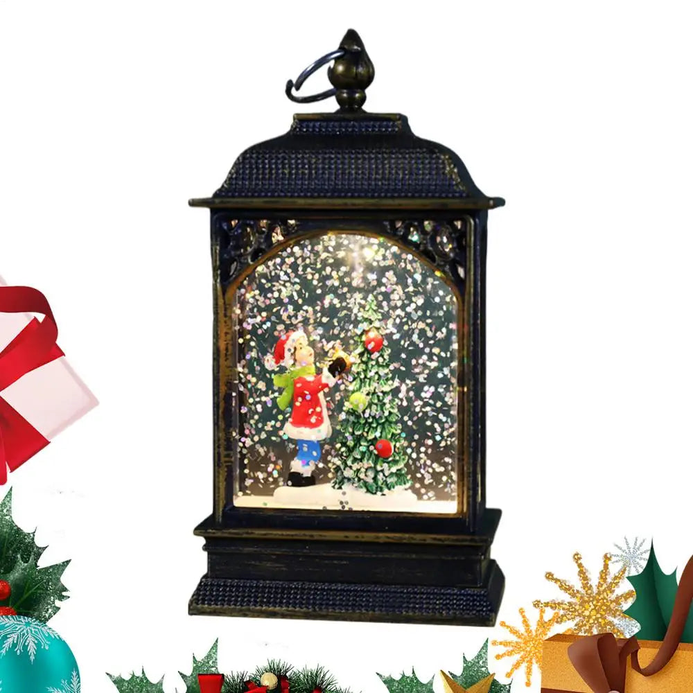 Christmas Snow Globe Lantern Christmas Scene Lighted Snow Globes Home Decoration Accessories Holiday Decoration Gift