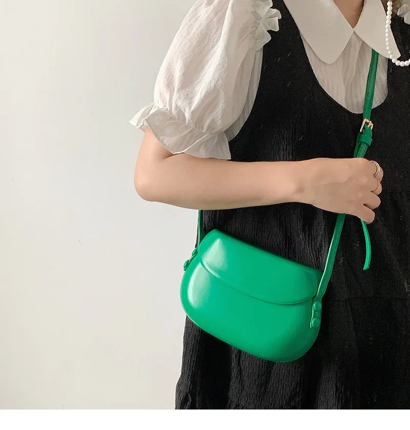 Candy Color Women Saddle Shoulder Bag Portable Female Clutch Purse Handbags Crossbody Bag Fashion Ladies Small Messenger Bags