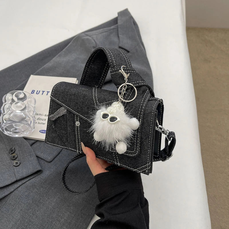 Luxury Designer Jeans Bag Women Denim Crossbody Bags For Women 2024 New Small Square Handbag Knotted Handle Tote Clutch Bag