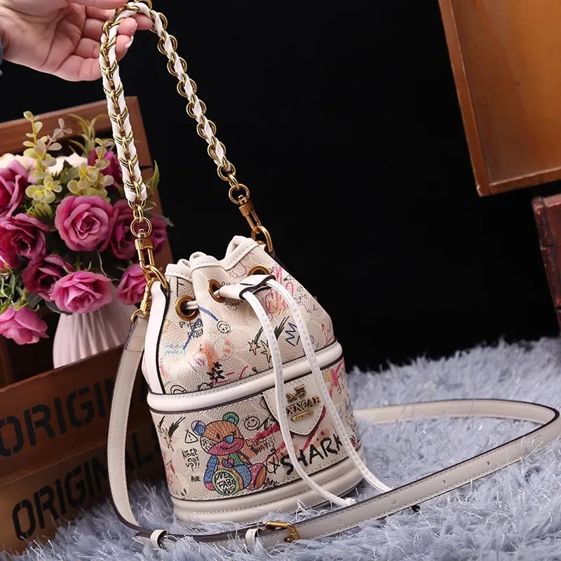 Graffiti Woman Shoulder Bags Large Capacity Female Bucket Bag High Quality Crossbody Bags for Women Luxury Ladies Handbags
