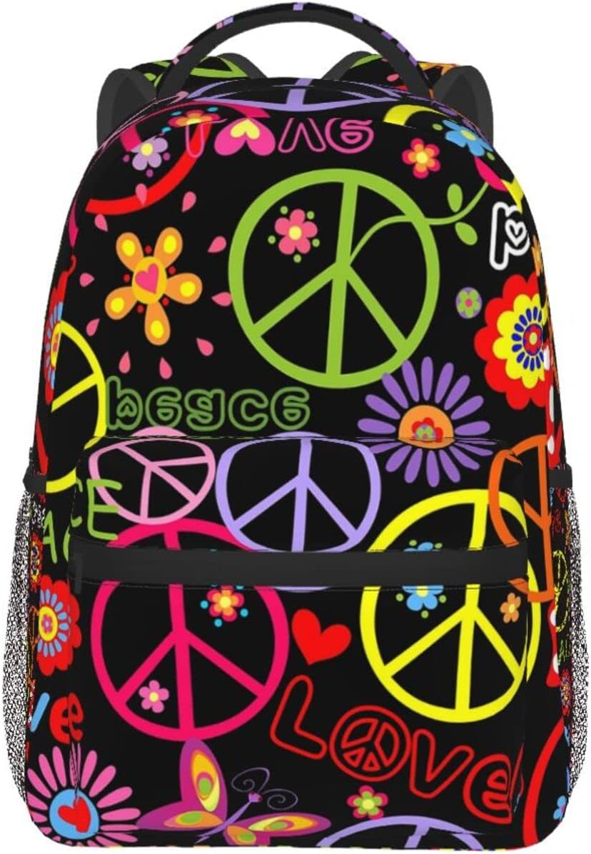 Hippie Peace Mushroom And Floral Stylish Casual Backpack Purse For  Backpacks With Multiple Pockets Computer Daypack For Work