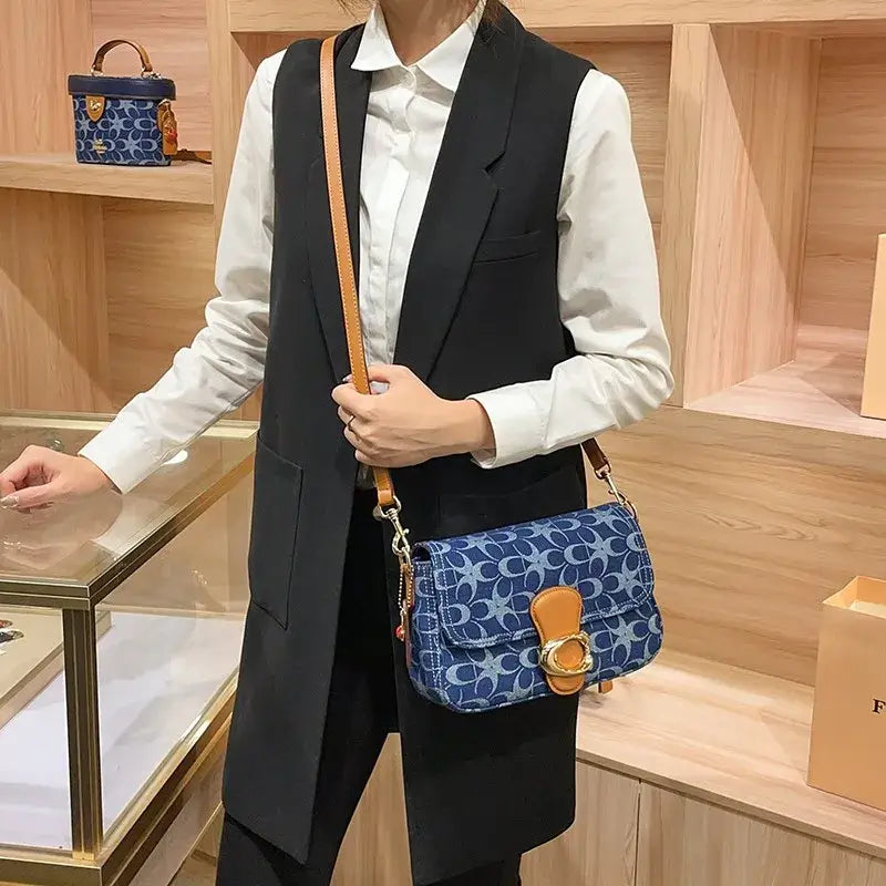 Ladies' armpit bag, light luxury retro denim canvas bag, fashionable 2025 new commuting high-end single shoulder crossbody bag